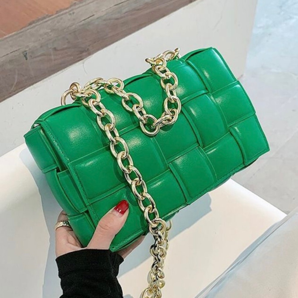 Intrecciato Chain Quilted Shoulder Bag